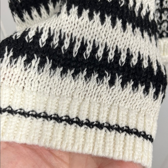 Talbots Womens Mixed Knit Open Front Cardi L Black White Texture Fringe Hemline - Picture 5 of 13